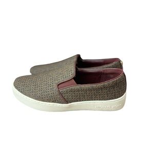 MICHAEL Michael Kors Keaton MK Logo Slip On Sneakers in Brown / Merlot 7.5 M